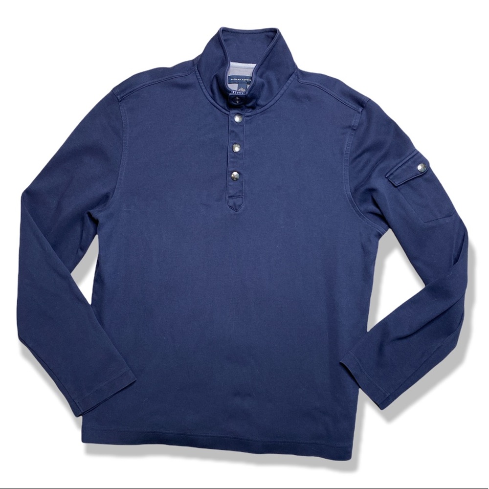 Men’s Banana Republic navy snap front knit shirt - Picture 2 of 11